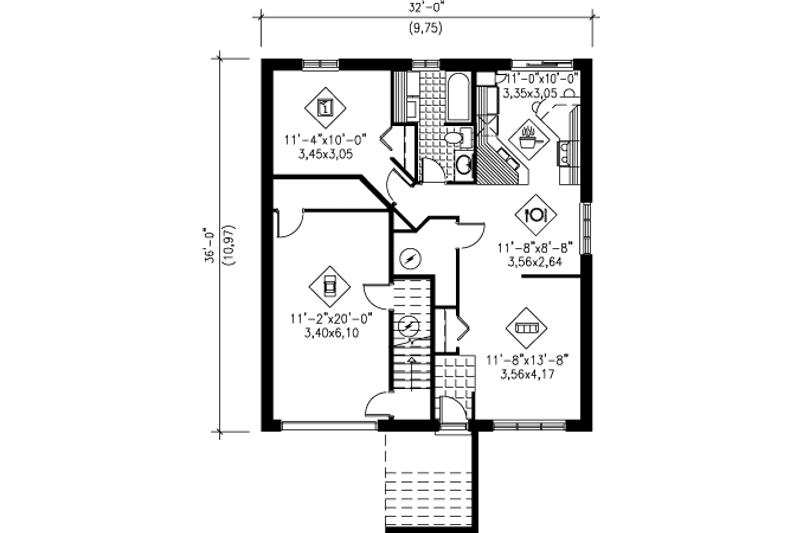 Dream House Plan - Floor Plan - Lower Floor for Contemporary House Plan #25-4260 - 3 bed, 1 bath