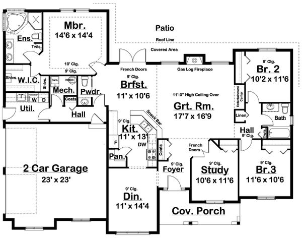 Architectural House Design - Farmhouse Floor Plan - Main Floor Plan #126-187