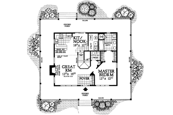 Floor Plan - Main Floor for Farmhouse House Plan #72-110 - 3 bed, 2.5 bath