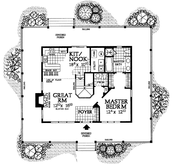House Plan Design - Farmhouse Floor Plan - Main Floor Plan #72-110