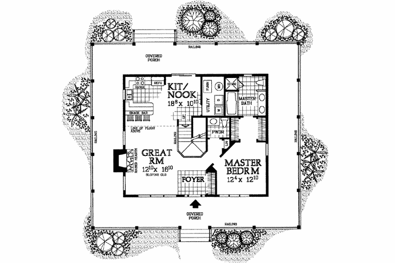 House Blueprint - Floor Plan - Main Floor for Farmhouse House Plan #72-110 - 3 bed, 2.5 bath