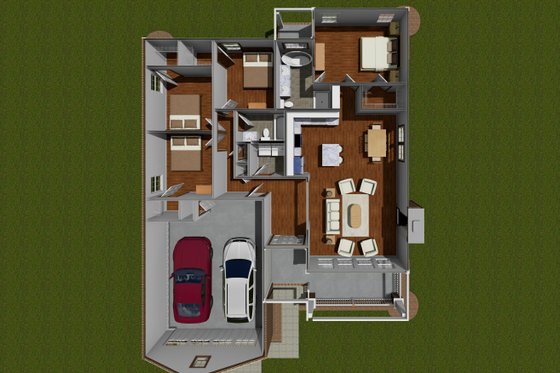 Floor Plan - Main Floor for Craftsman House Plan #20-1839 - 4 bed, 2 bath