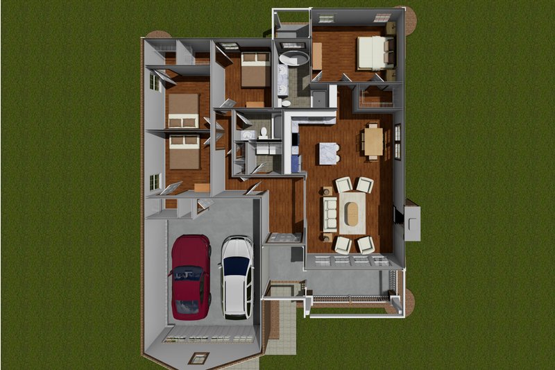 House Blueprint - Floor Plan - Main Floor for Craftsman House Plan #20-1839 - 4 bed, 2 bath