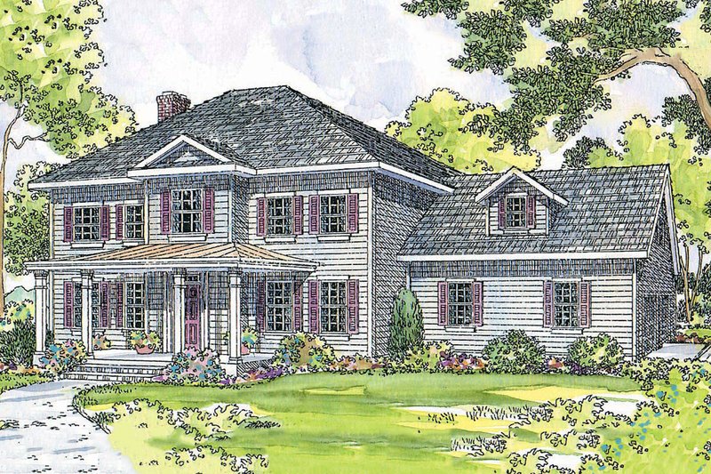 Home Plan - Colonial Exterior - Front Elevation Plan #124-443