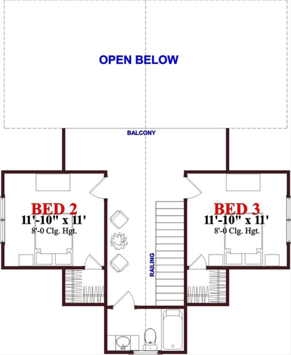 Cottage Floor Plan - Upper Floor Plan #63-262