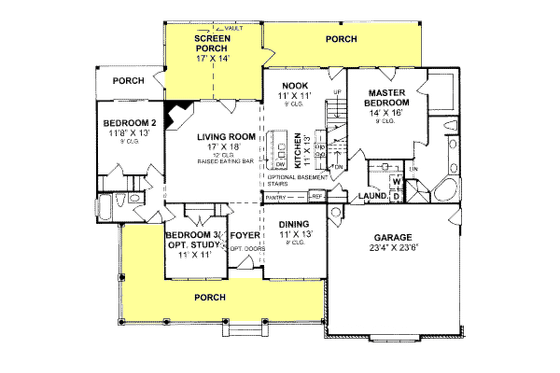 Floor Plan - Main Floor for Country House Plan #20-160 - 3 bed, 2 bath