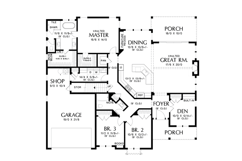 Architectural House Design - Floor Plan - Main Floor for Farmhouse House Plan #48-988 - 4 bed, 3 bath