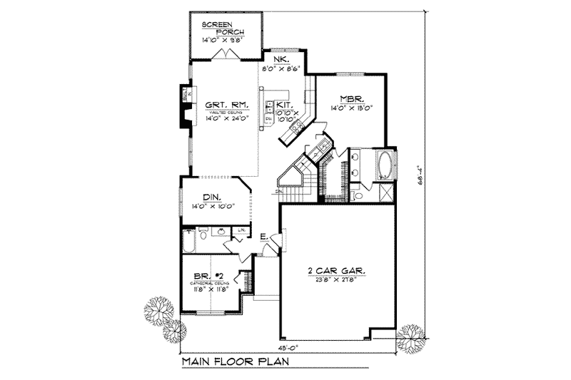 Dream House Plan - Floor Plan - Main Floor for European House Plan #70-754 - 3 bed, 3 bath