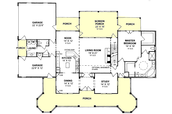 Home Plan - Country Floor Plan - Main Floor Plan #20-169