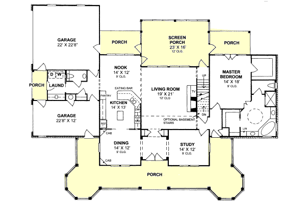 Architectural House Design - Country Floor Plan - Main Floor Plan #20-169