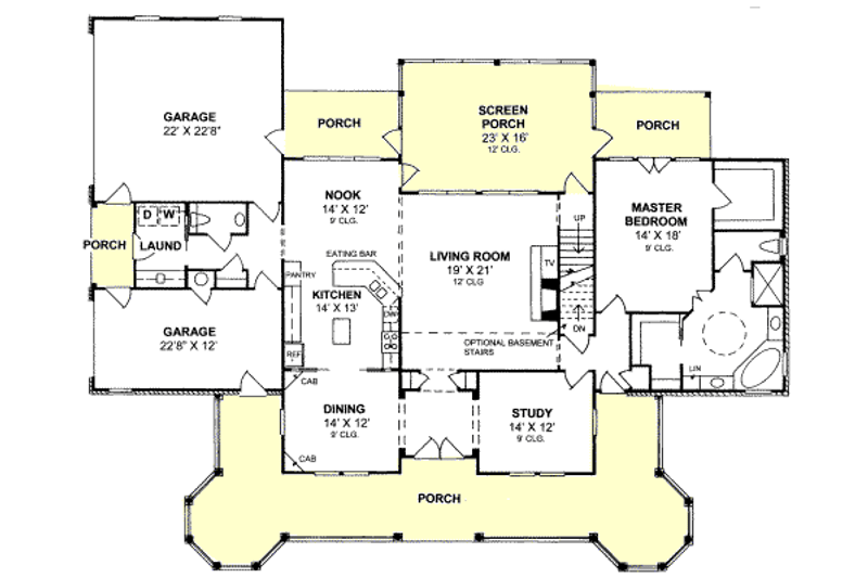 Dream House Plan - Floor Plan - Main Floor for Country House Plan #20-169 - 3 bed, 2.5 bath