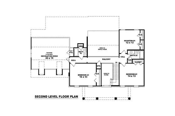 Floor Plan - Upper Floor for Colonial House Plan #81-1487 - 4 bed, 3.5 bath