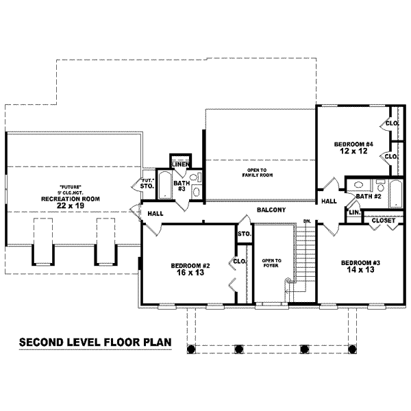Colonial Floor Plan - Upper Floor Plan #81-1487