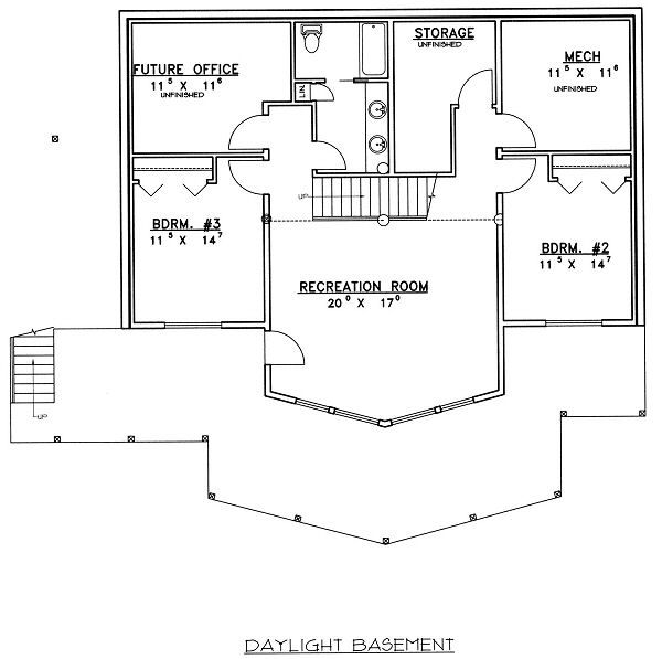 Architectural House Design - Bungalow Floor Plan - Lower Floor Plan #117-541