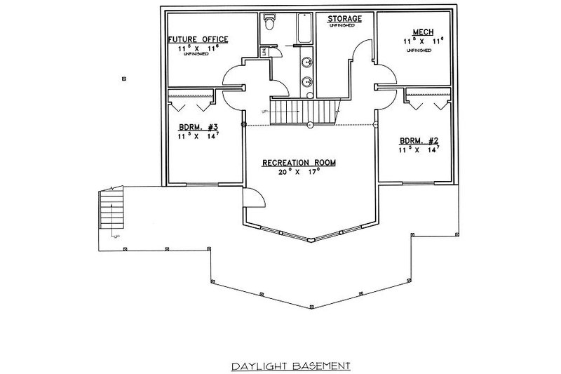 Dream House Plan - Floor Plan - Lower Floor for Bungalow House Plan #117-541 - 3 bed, 2.5 bath