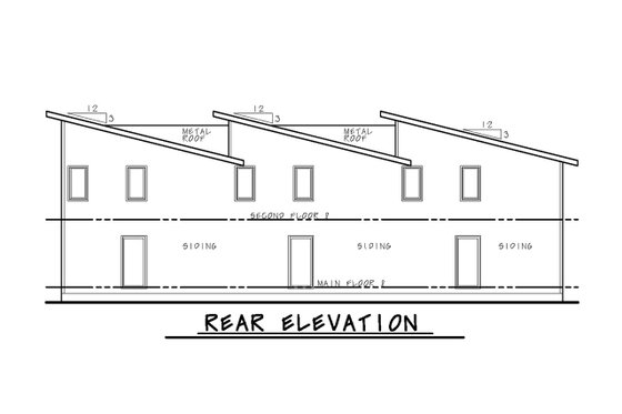 Exterior - Rear Elevation for Contemporary House Plan #20-2558 - 3 bed, 2.5 bath