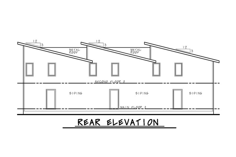 House Design - Exterior - Rear Elevation for Contemporary House Plan #20-2558 - 3 bed, 2.5 bath