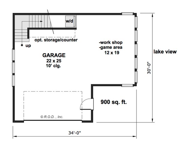 Architectural House Design - Floor Plan - Main Floor for Modern House Plan #51-1572 - 1 bed, 1 bath