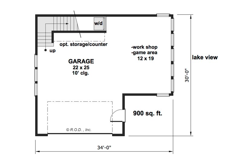Architectural House Design - Floor Plan - Main Floor for Modern House Plan #51-1572 - 1 bed, 1 bath