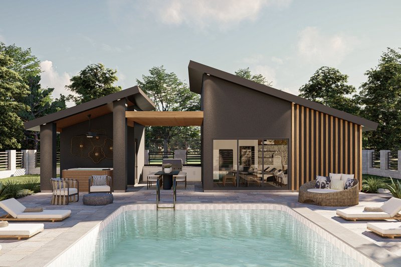 Modern Style House Plan - 0 Beds 1 Baths 487 Sq/Ft Plan #455-609