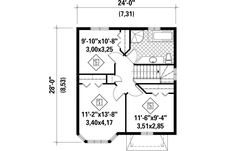 Architectural House Design - Floor Plan - Upper Floor for Victorian House Plan #25-4723 - 3 bed, 1 bath