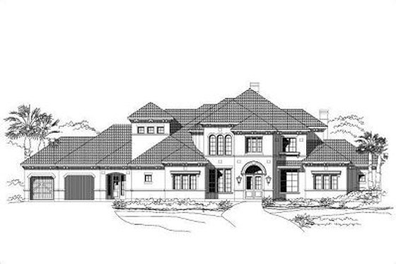 Exterior - Front Elevation for European House Plan #411-451 - 5 bed, 4.5 bath