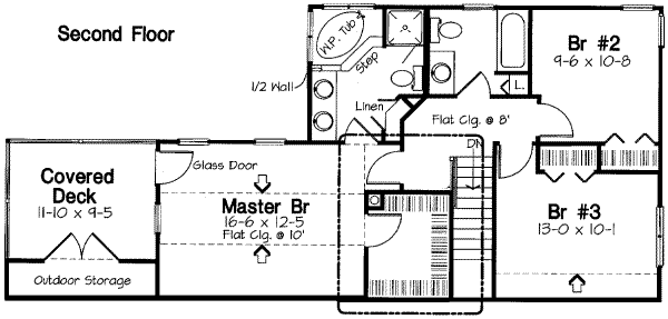 Traditional Floor Plan - Upper Floor Plan #312-519