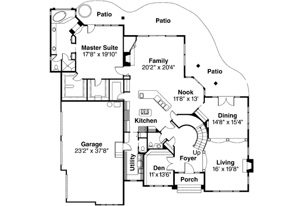 House Plan Design - European Floor Plan - Main Floor Plan #124-318