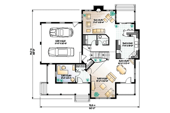 Floor Plan - Main Floor for Farmhouse House Plan #23-2062 - 3 bed, 2.5 bath