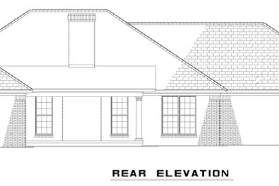 Exterior - Rear Elevation for European House Plan #17-620 - 3 bed, 2 bath