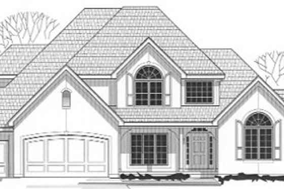 Exterior - Front Elevation for European House Plan #67-129 - 4 bed, 3.5 bath