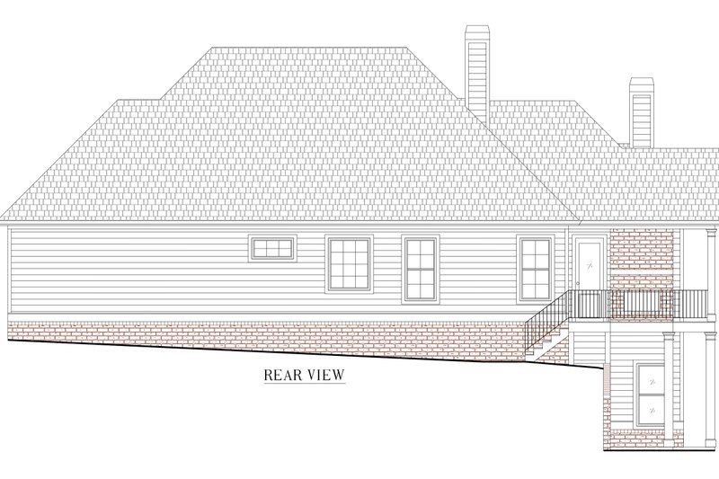 Architectural House Design - Exterior - Rear Elevation for Craftsman House Plan #437-143 - 4 bed, 3.5 bath