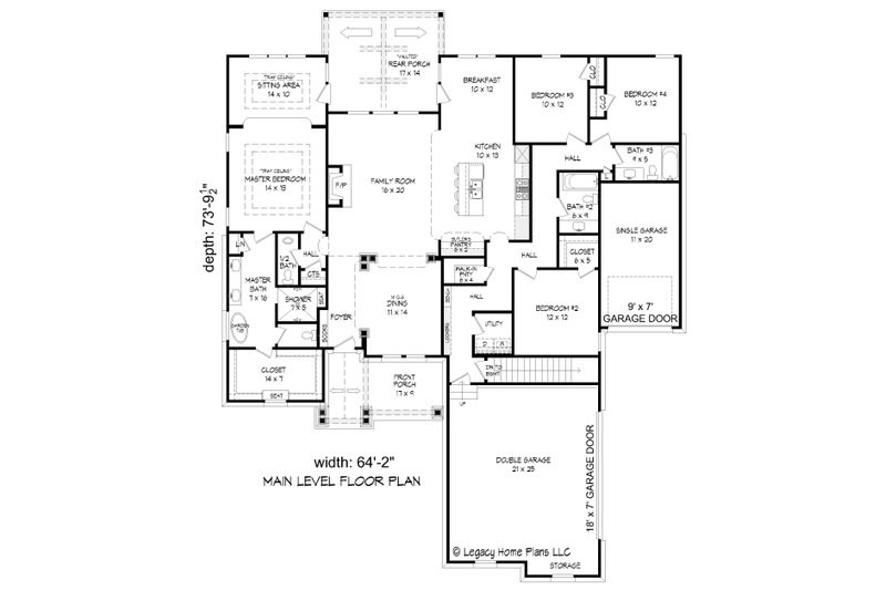 Country Style House Plan - 4 Beds 3.5 Baths 2440 Sq/Ft Plan #932-382 ...