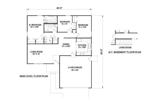 Floor Plan - Main Floor for Ranch House Plan #116-168 - 3 bed, 2 bath