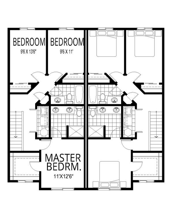 Contemporary Floor Plan - Upper Floor Plan #112-252