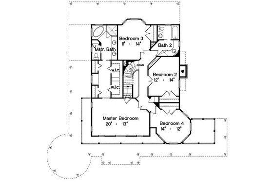 Floor Plan - Upper Floor for Colonial House Plan #417-332 - 4 bed, 2.5 bath