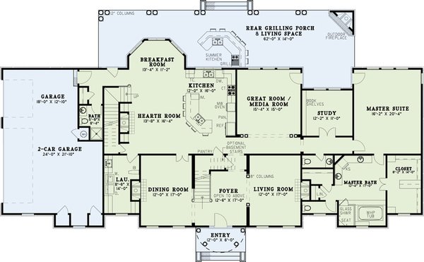 Home Plan - Colonial Floor Plan - Main Floor Plan #17-2290