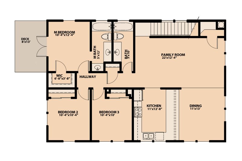 Architectural House Design - Floor Plan - Upper Floor for Traditional House Plan #515-7 - 4 bed, 3 bath