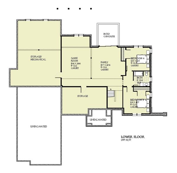 House Blueprint - Tudor Floor Plan - Lower Floor Plan #901-119