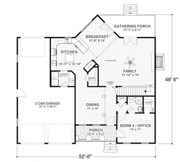 Architectural House Design - Craftsman Floor Plan - Main Floor Plan #56-702