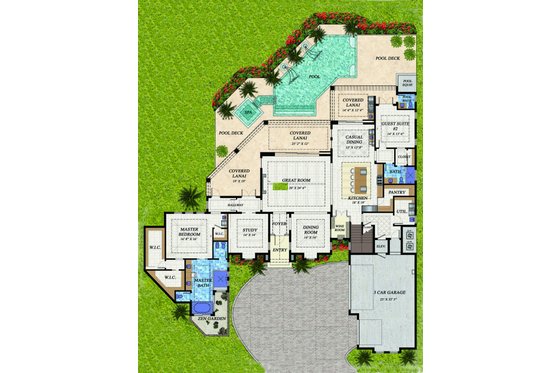 Floor Plan - Main Floor for Contemporary House Plan #548-23 - 4 bed, 4.5 bath