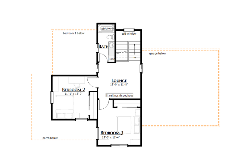 House Blueprint - Floor Plan - Upper Floor for Farmhouse House Plan #1099-14 - 3 bed, 2 bath