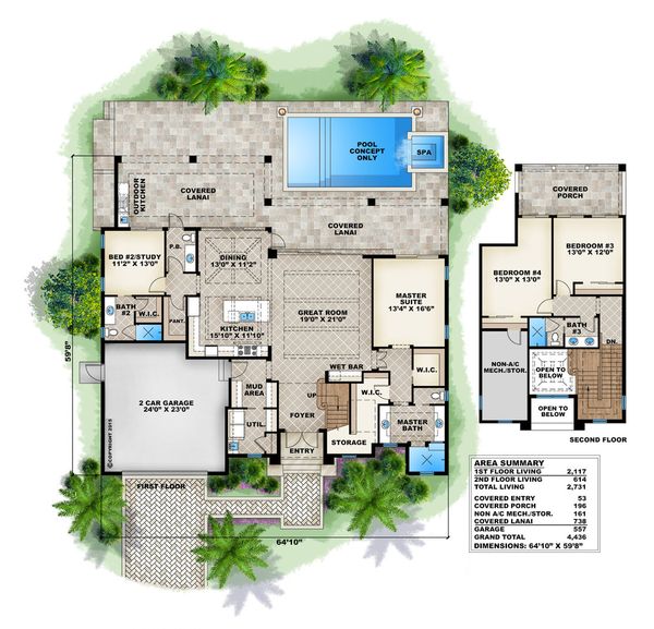 Architectural House Design - Beach Floor Plan - Main Floor Plan #27-498