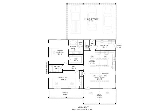 Floor Plan - Main Floor for Country House Plan #932-424 - 2 bed, 2 bath
