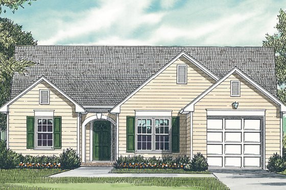 Exterior - Front Elevation for Traditional House Plan #453-61 - 3 bed, 2 bath