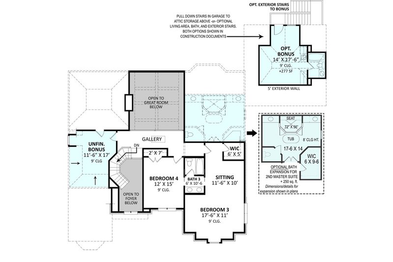 House Blueprint - Floor Plan - Upper Floor for European House Plan #119-439 - 4 bed, 3 bath