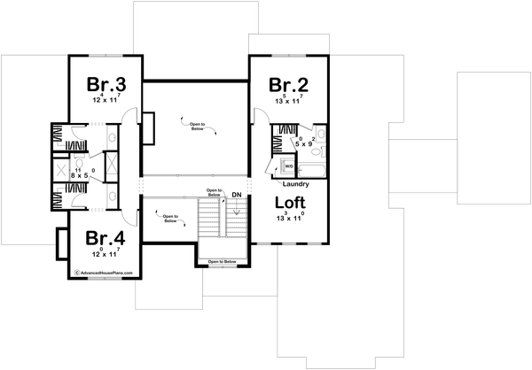 Mediterranean Floor Plan - Upper Floor Plan #455-394