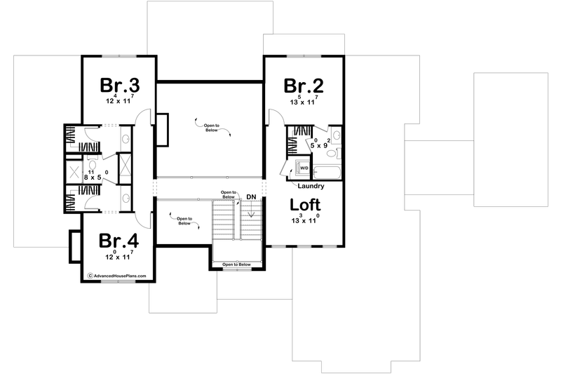 House Design - Floor Plan - Upper Floor for Mediterranean House Plan #455-394 - 4 bed, 3.5 bath