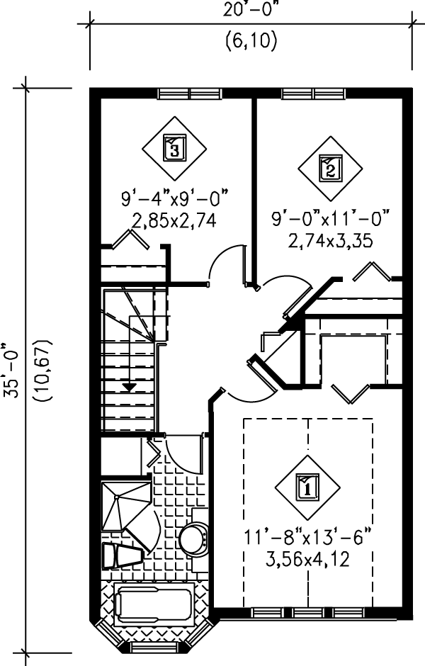 Architectural House Design - European Floor Plan - Upper Floor Plan #25-2034