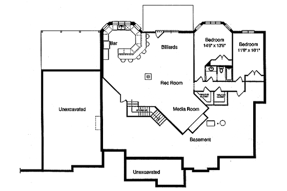 Floor Plan - Lower Floor for Craftsman House Plan #46-114 - 4 bed, 3.5 bath